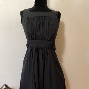 Brooks Brothers Black Cotton Poplin Fit & Flare Dress w Ties & Pockets 2